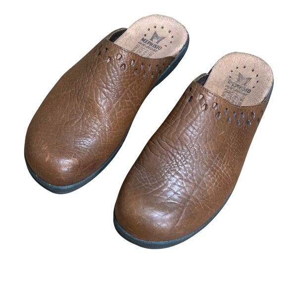 Mephisto Clog Mules Womens sz US 8/EU 38 Brown Slip On Leather Perforated France - Picture 10 of 16